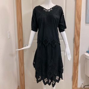 80’s skirt set with floral embroidery and cutouts